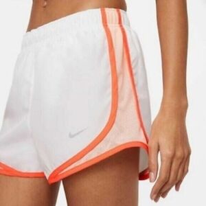 Nike‎ Running Shorts White Orange Trim Athletic Gym Activewear